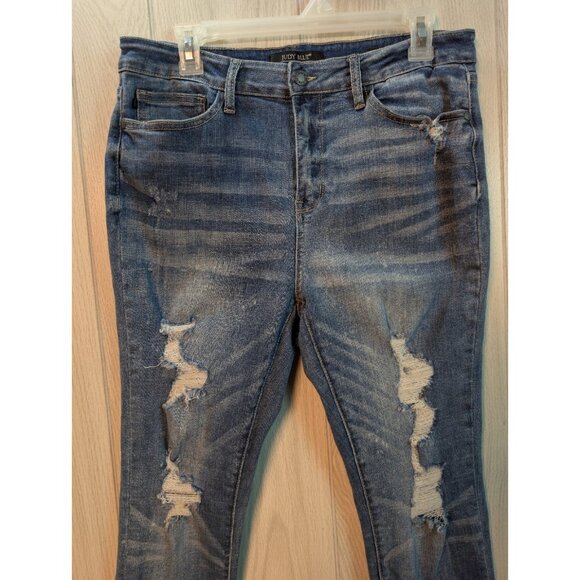 Judy Blue Jeans Womens 13/31 Skinny Fit Medium Wash Slim Casual Distressed Pants - Picture 2 of 11